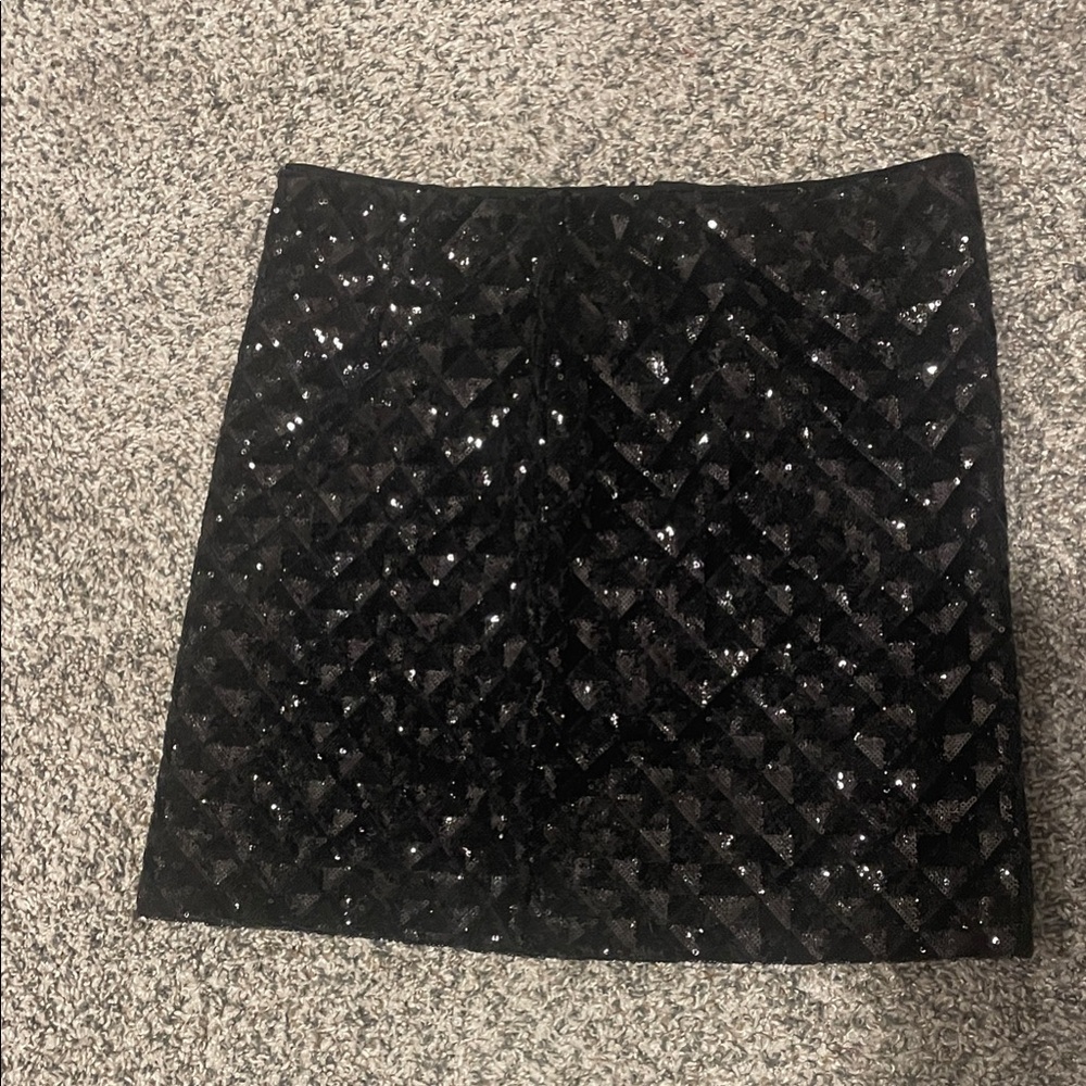 Black Sequin Mini Skirt